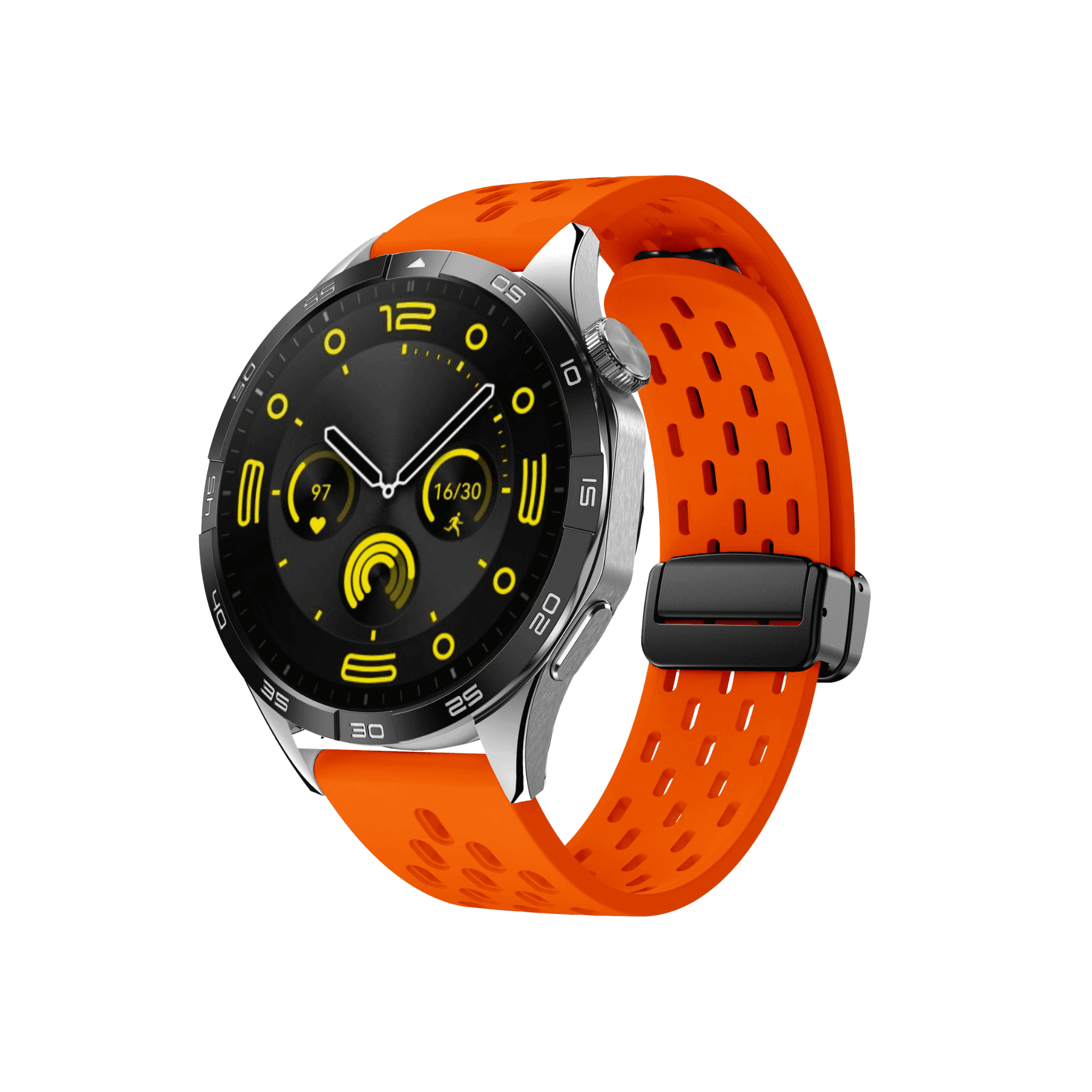 Smartwatch mit Active Plus Sportarmband in Orange – sportlicher Look mit atmungsaktivem Silikon